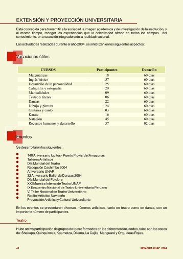 extensiÃ³n y proyecciÃ³n universitaria - Universidad Nacional de la ...