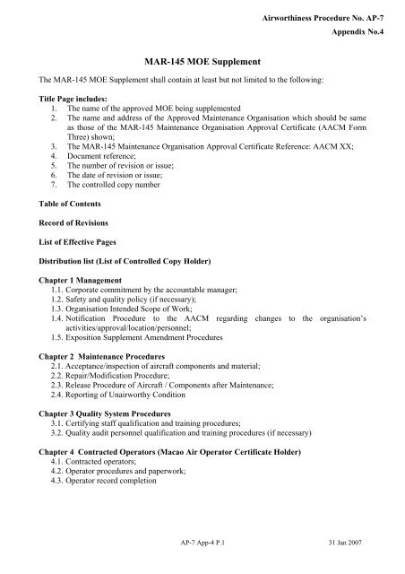 MAR-145 Aircraft Maintenance Organization Approval