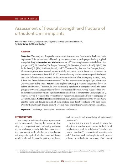 Assessment of flexural strength and fracture of ... - Dental Press