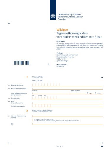 Formulier Wijzigen tegemoetkoming ouders (288Kb, pdf) - Duo