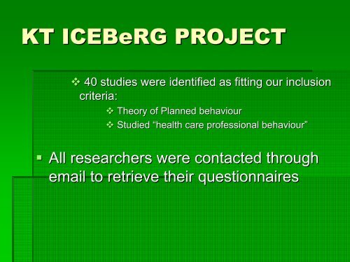 KT ICEBeRG Project - ICEBeRG - GReBECI