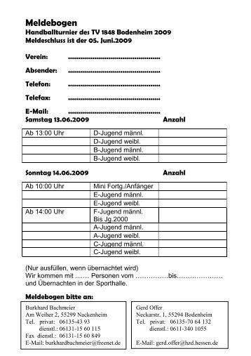 Meldebogen
