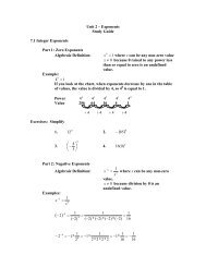 Unit 2 â Exponents Study Guide 7.1 Integer Exponents Part 1: Zero ...