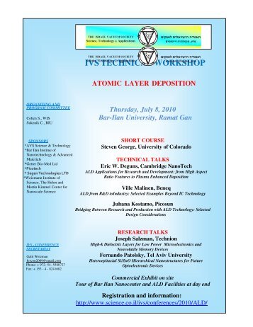 IVS TECHNICAL WORKSHOP ATOMIC LAYER DEPOSITION ...