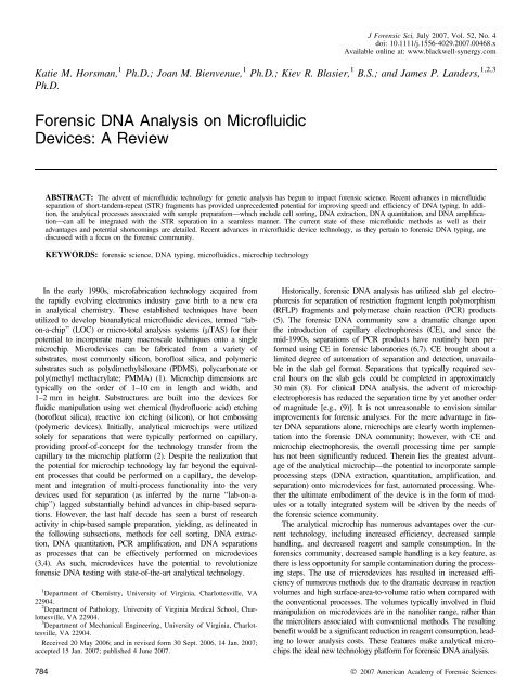 Forensic DNA Analysis on Microfluidic Devices: A Review