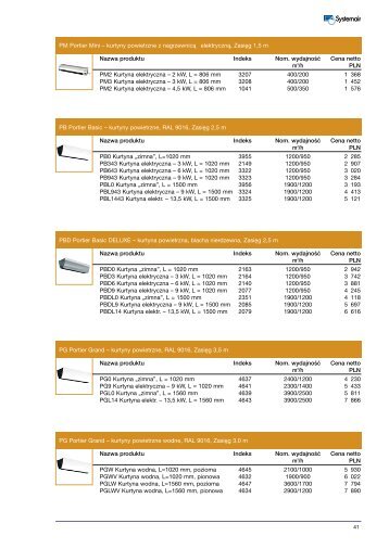kurtyny powietrzne SYSTEMAIR cennik 2010 - Kliwentech.pl