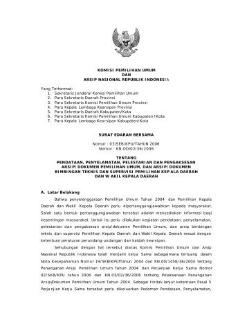 surat edaran bersama kpu anri - Badan Perpustakaan dan ...