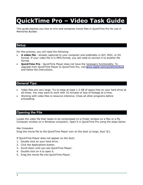 Using Windows Movie Maker and QuickTime ... - Yearbook Interactive