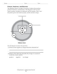 Protons, Neutrons, and Electrons The diagram shows a model of an ...