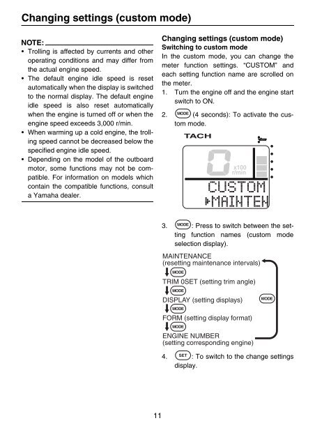 command link multifunction meter (square) - Yamaha Outboards