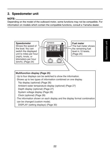 command link multifunction meter (square) - Yamaha Outboards