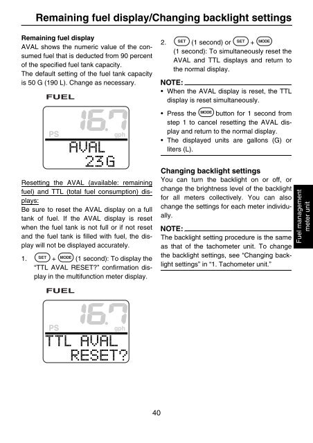 command link multifunction meter (square) - Yamaha Outboards