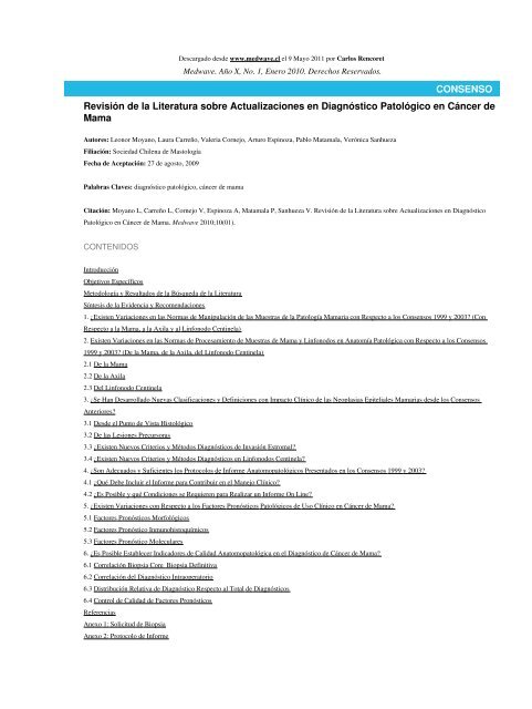 Actualizaciones en DiagnÃ³stico PatolÃ³gico en CÃ¡ncer de Mama