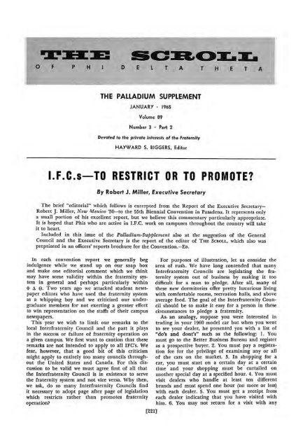 1964–65 Volume 89 No 1–5 - Phi Delta Theta Scroll Archive