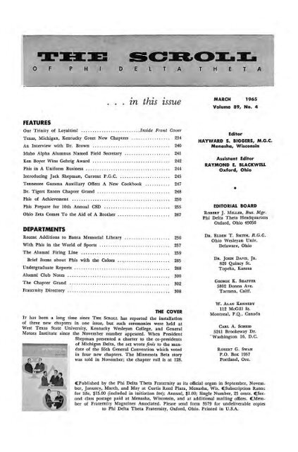 1964–65 Volume 89 No 1–5 - Phi Delta Theta Scroll Archive