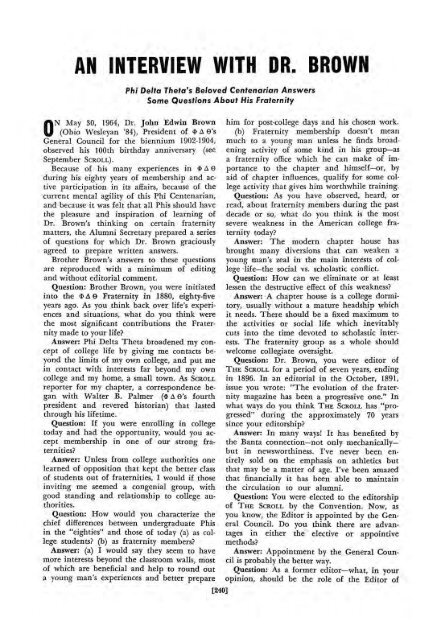 1964–65 Volume 89 No 1–5 - Phi Delta Theta Scroll Archive
