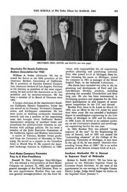 1964–65 Volume 89 No 1–5 - Phi Delta Theta Scroll Archive