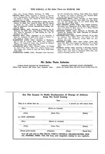 1964–65 Volume 89 No 1–5 - Phi Delta Theta Scroll Archive