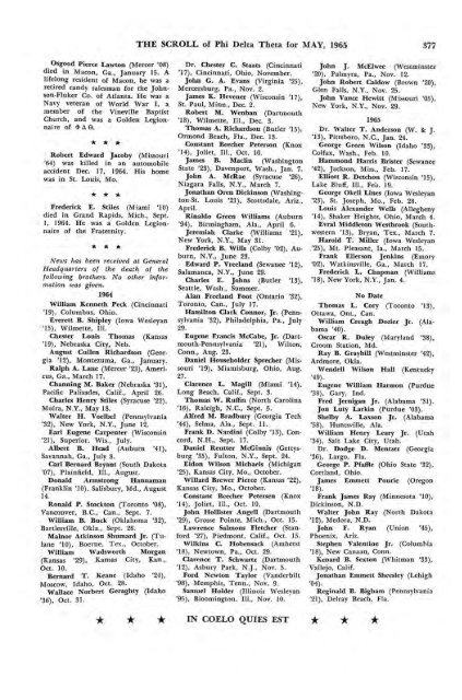 1964–65 Volume 89 No 1–5 - Phi Delta Theta Scroll Archive