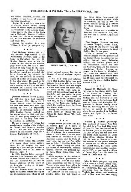1964–65 Volume 89 No 1–5 - Phi Delta Theta Scroll Archive