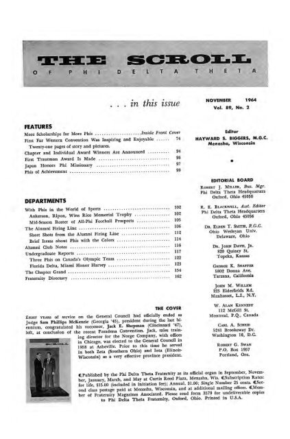 1964–65 Volume 89 No 1–5 - Phi Delta Theta Scroll Archive