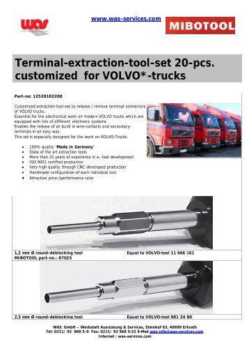 Terminal extraction tool set MIBOTOOL for VOLVO trucks