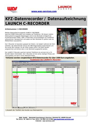 KFZ-Datenrecorder / Datenaufzeichnung LAUNCH C-RECORDER