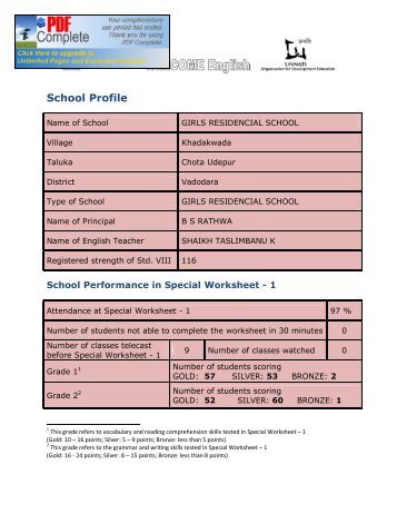 School Profile - Vanbandhu Kalyan Yojana