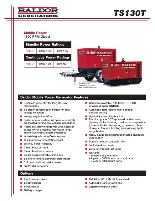 TS130T - Diesel Generators