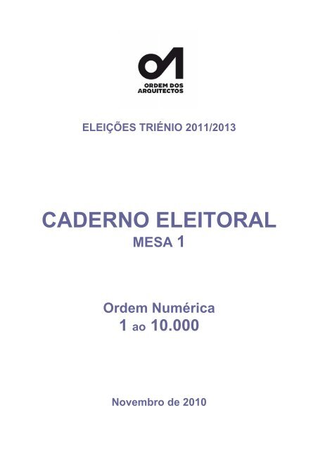 CADERNO ELEITORAL - Ordem dos Arquitectos