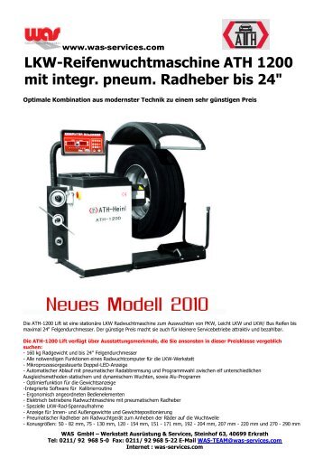 LKW-Reifenwuchtmaschine ATH 1200 mit integr. pneum. Radheber ...