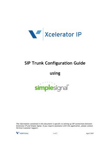 SIP Trunk Configuration Guide using - Vertical