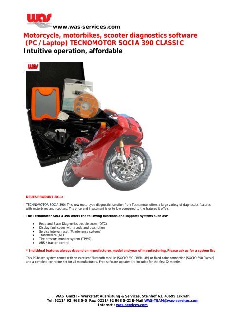 Motorcycle, motorbikes, scooter diagnostics software (PC /Laptop ...