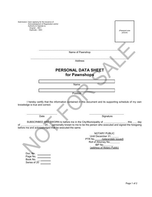 Personal Data Sheet