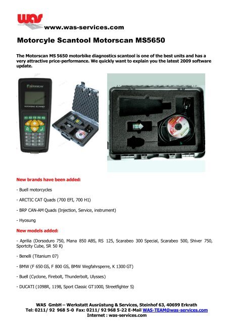 Motorcyle Scantool Motorscan MS5650 - testing