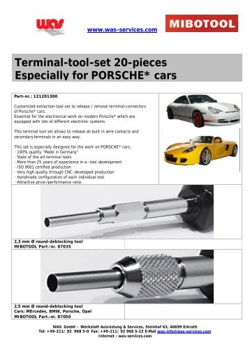 Terminal-tool-set 20-pieces Especially for PORSCHE* cars