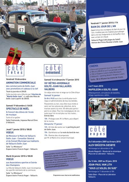 Le programme - Vallauris Golfe-Juan