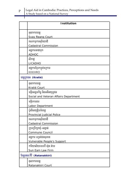Legal Aid in Cambodia: Practices, Perceptions and Needs - PRAJ