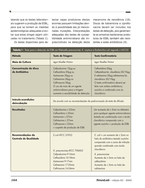 Betalactamases de Espectro Ampliado (ESBL): um ... - NewsLab