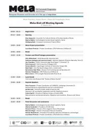 MeLa Kick off Meeting Agenda - The MeLa* Project