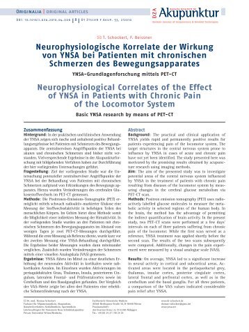 Neurophysiologische Korrelate der Wirkung von YNSA bei ...