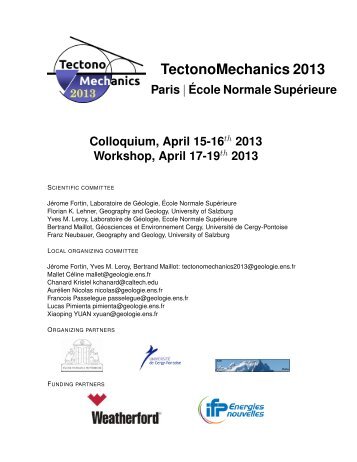 TectonoMechanics 2013 - Laboratoire de Géologie de l'Ecole ...