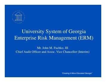 ERM Presentation.pdf - University System of Georgia