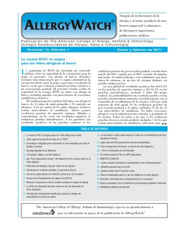 allergywatch - American College of Allergy, Asthma and Immunology