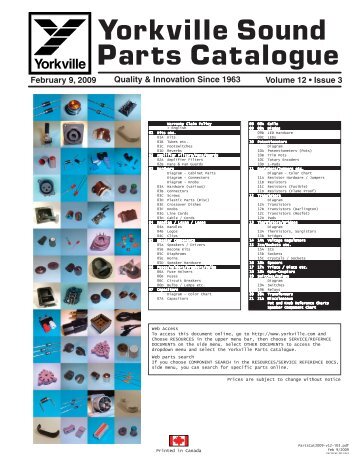 Yorkville Sound Parts Catalogue