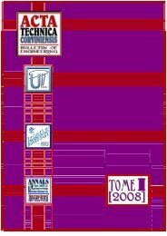 Editorial & Advisory Board - Acta Technica Corviniensis