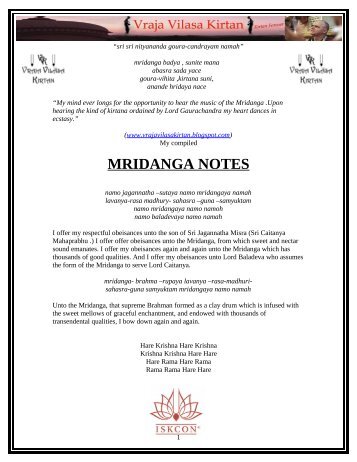 Mrdanga Notes Compiled By Subhash Chandran Prabhu - ebooks ...