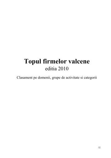 Topul firmelor valcene - Camera de Comert si Industrie Valcea