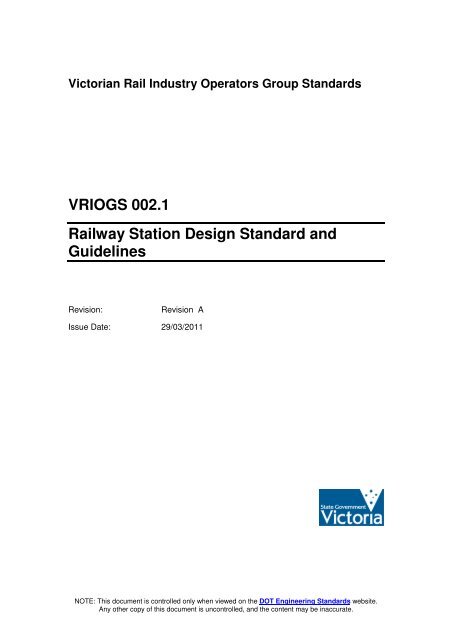 VRIOGS 002.1 Railway Station Design Standard and Guidelines