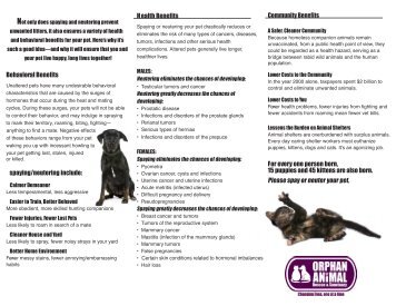 + Spay/Neuter Brochure - Orphan Animal Rescue & Sanctuary, Inc